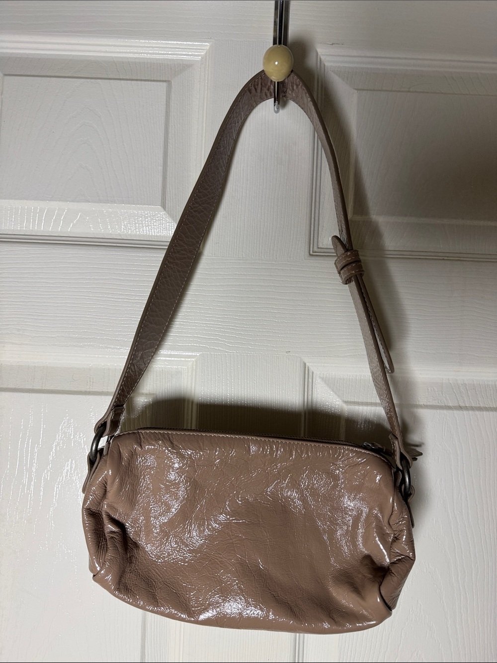 Free People Aurora Taupe Patent Leather Shoulder Bag